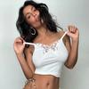 Spot new European and American style women's clothing, sling vest, splicing butterfly mesh yarn, ultra-short open-navel sexy babes wholesale