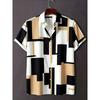 Men's Watercolor Blend Dye Tie Dye Printed Short Sleeved Shirt with Lapel Buttons Cardigan, Hawaiian Vacation Shirt