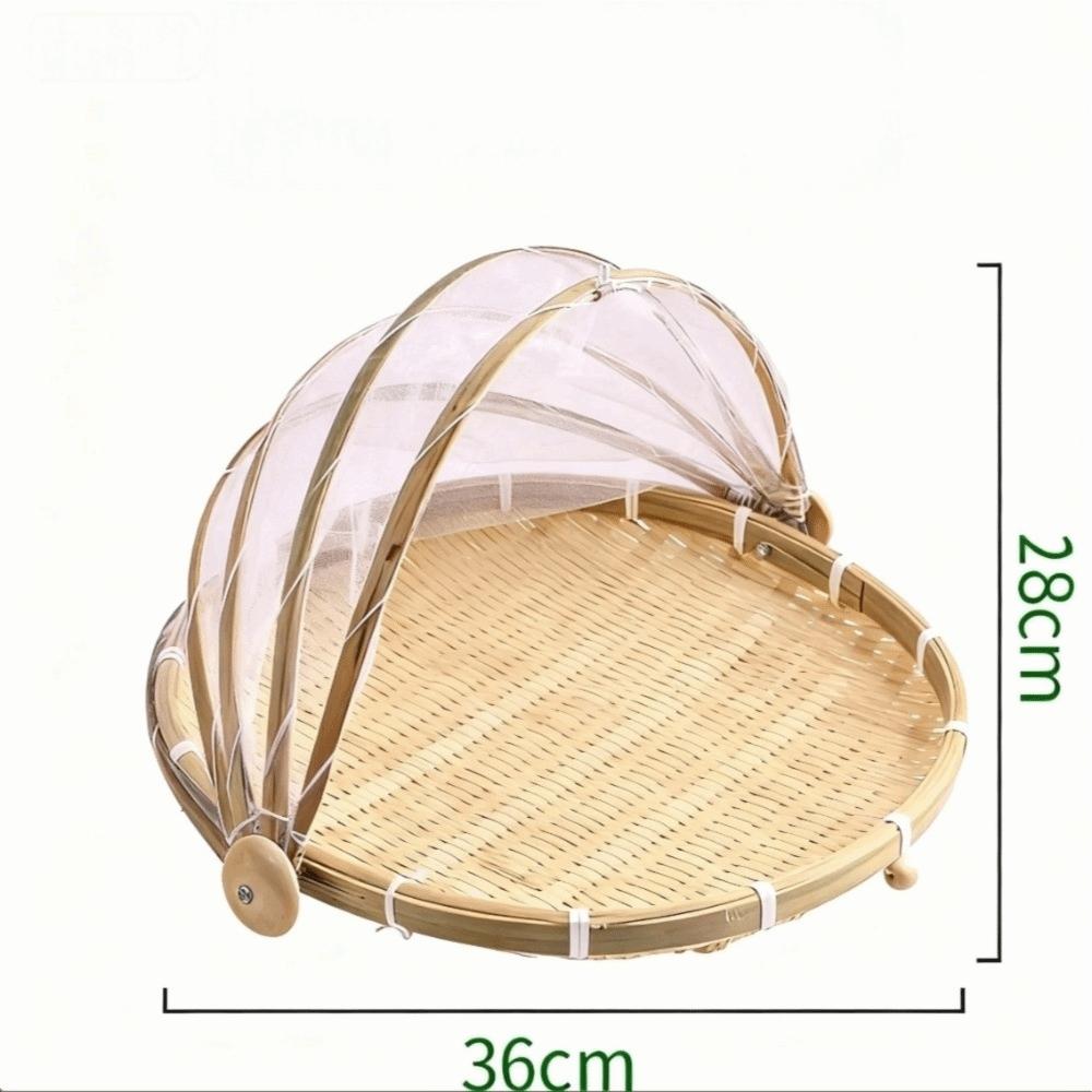 Contenitore per alimenti con zanzariera Copertura per alimenti Antipolvere Cesto a tenda intrecciato a mano Cesto in bambù per conservazione alimenti Frutta