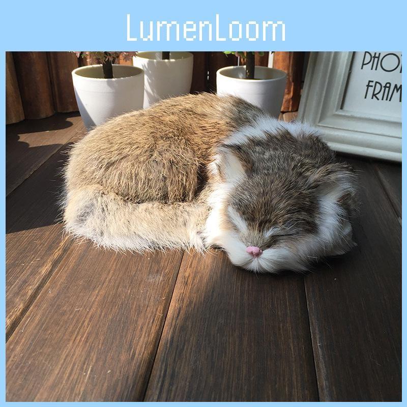 Cat Sleeping Realistic Plush Fake Fur Animal Toy Home Decor Photography Props