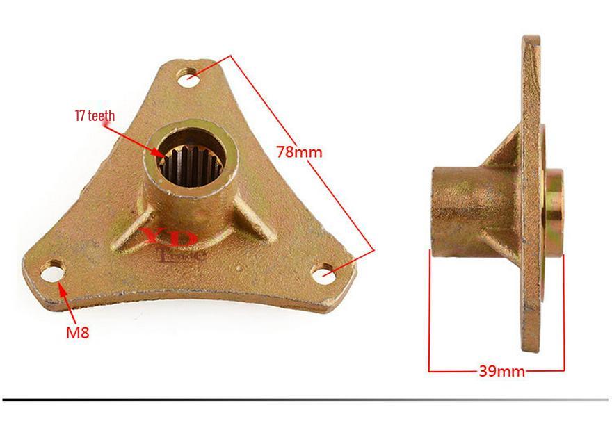 Mozzo Ruota Posteriore a Tamburo a 3 Fori per ATV Mini Buggy Elettrico da Spiaggia con Flangia a 17 Denti