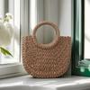Sac Cabas en Paille Tressée avec Poignées Rondes Grande Capacité Porté Main Épaule Léger Sac de Plage d'Été pour Usage Quotidien