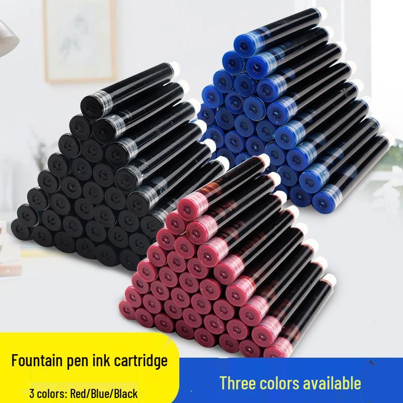 Universal Fountain Pen Refills - Black, Pure Blue, Dark Blue, Red - 3.4mm Diameter for Students