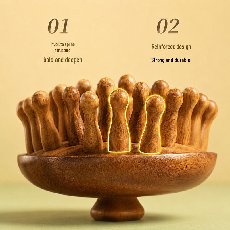 Premium Sandalwood Scalp Massage & Meridian Therapy Comb - Versatile Wooden Comb for Full-Body Use