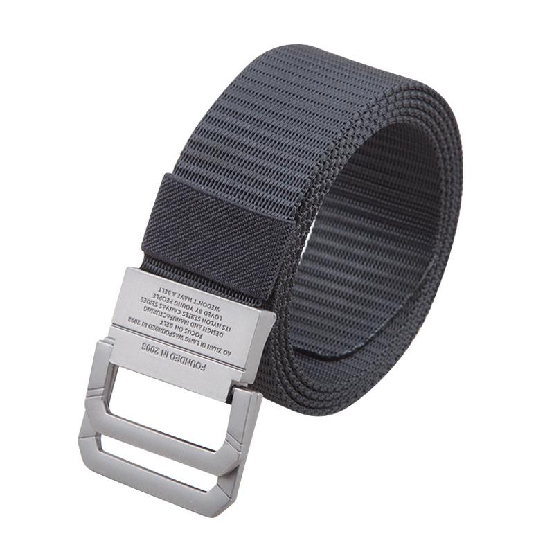 Double-Ring Buckle Nylon Belt for Women Men Alloy Buckle Metal Webbing Belts Outdoor Work Student Military Tactical Unisex Waist