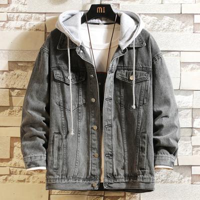 Kurtka dżinsowa z kapturem męska Hip Hop Jeans Płaszcz Retro kurtka dżinsowa Street Casual Bomber Jacket Odzież wierzchnia Bluzy