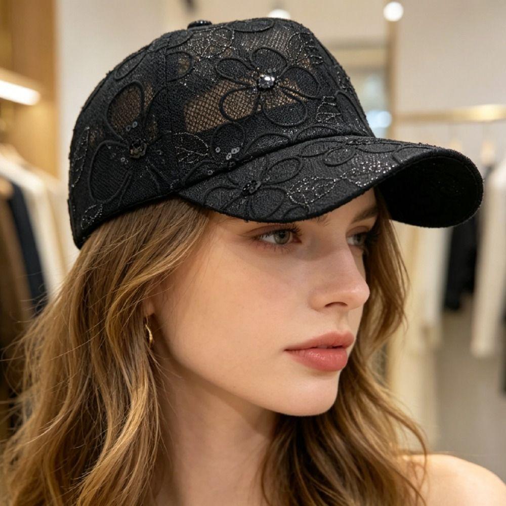 Hollow Floral Summer Baseball Cap Lace Flower Embroidery Outdoor Sun Hat Spring Summer Autumn