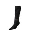 Long high-heeled fashion boots, thin boots, 2025 autumn and winter new women's small pointed thin-heeled boots