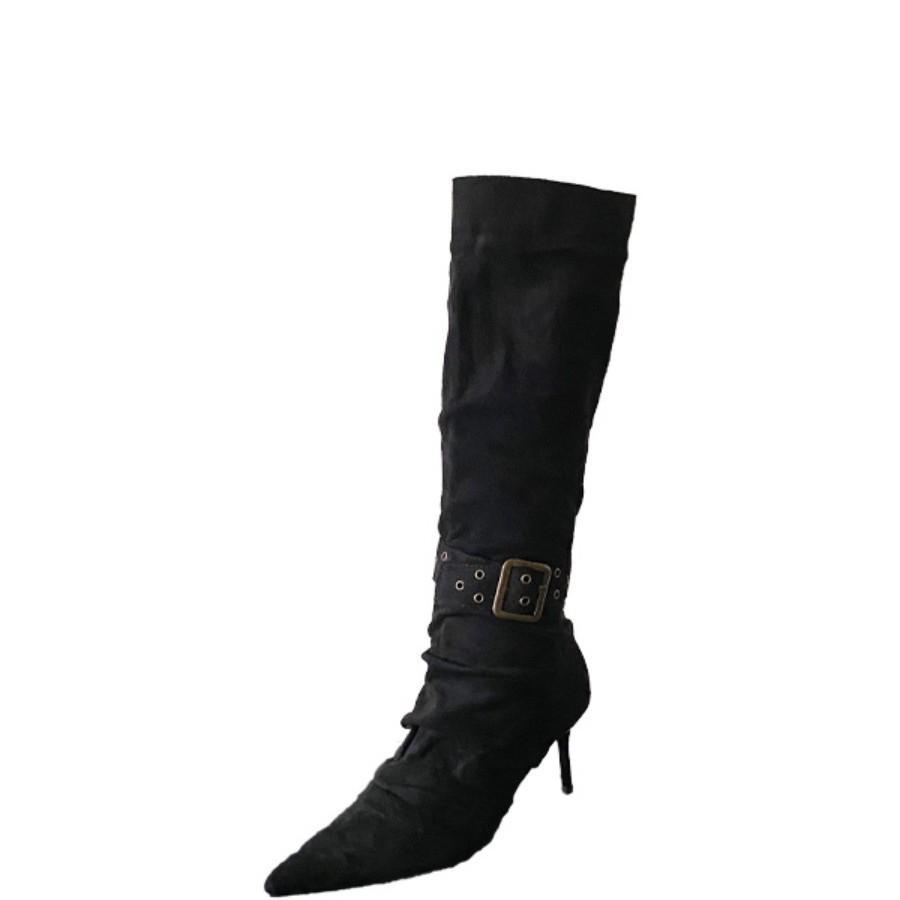Long high-heeled fashion boots, thin boots, 2025 autumn and winter new women's small pointed thin-heeled boots