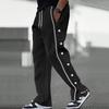 Autumn New Men's Casual Versatile Sports Drawstring Leg Row Button Trousers Large Size Sweat Trousers Man