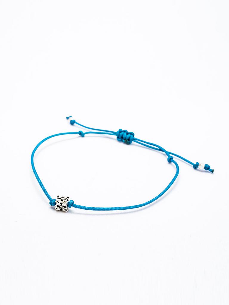 Harang Hr 294B_Cube Pendant Fabric Bracelet (Blue)