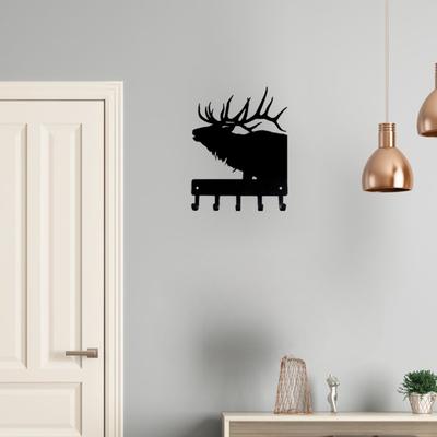 Elchgeweih Schlüsselbrett Hänger - 6 Zoll breit Metall Wandkunst für rustikale Hüttendekoration und Organisation Perfekte Geschenkidee