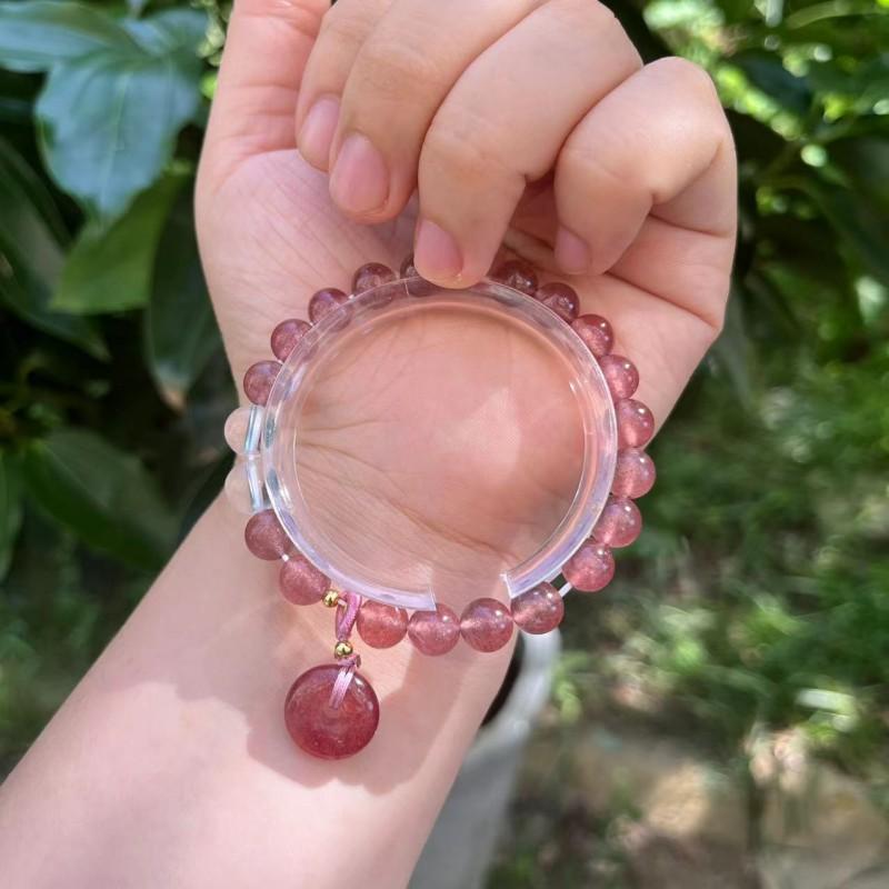 Natural White Quartz Crystal Bracelet With Pendant Handmade Minimalist Single Strand Women Friendship Gift