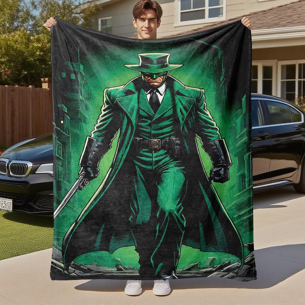 1pc Green RiddlerOutdoor Flannel Blanket Soft Plush Decor for Picnics, camping,Bedroom, Playroom, or Lunch Break, Perfect Gift