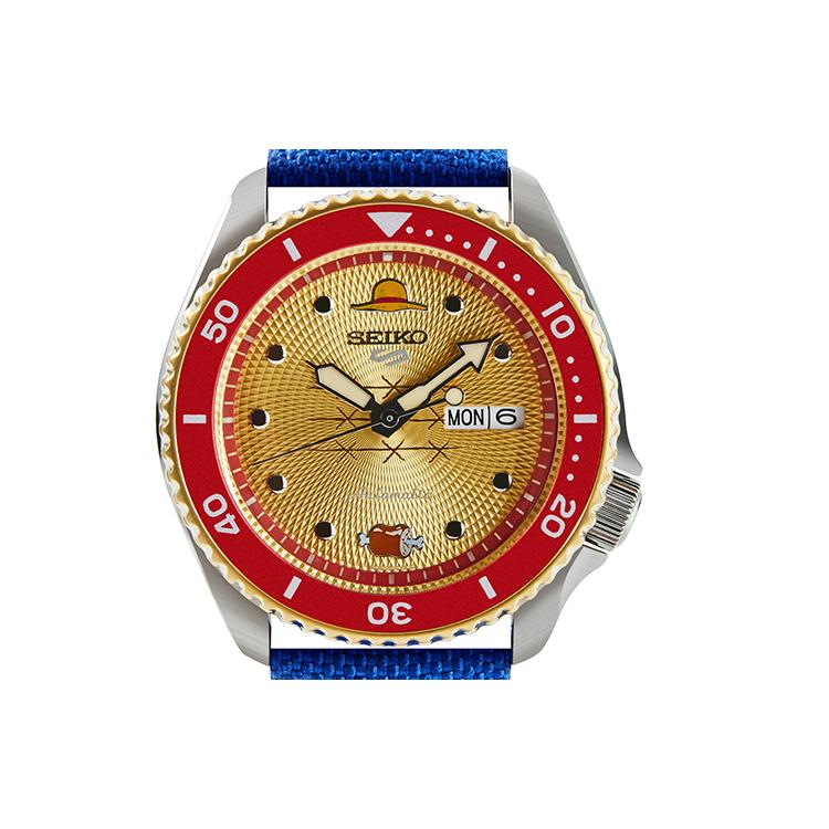 Seiko Reloj SEIKO5 Movimiento Mecánico Correa de Cuero Relojes para Hombre Esfera Roja SRPF60K1