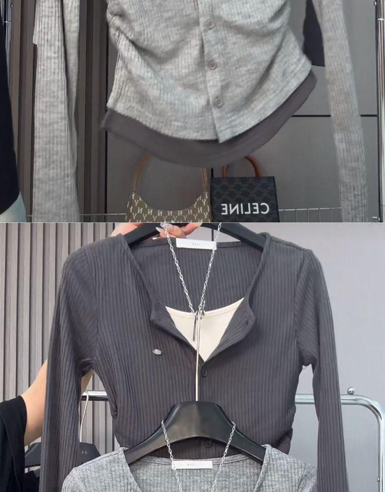 Women's 2024 Retro Slimming Two-Piece Long Sleeve T-Shirt