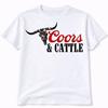 Coors and Cattle Graphic T Shirt Trendy Boutique Style Tee Womens Gifts White