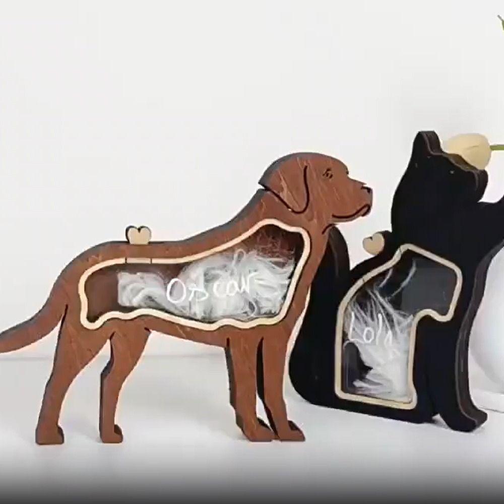 Solid Wood Animal Hair Storage Box Dustproof Hair Sealed Container Pet Ashes Box Pet Loss Memorial