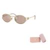 Miu Miu Curved Arm Oval Sunglasses Women sunglasses Gold 52YS