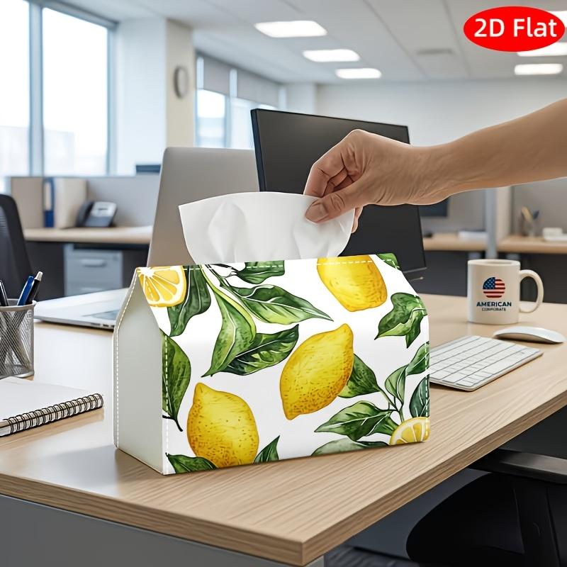 2D Flat, 1pc Tissue Box, Printed On Both Sides, Fresh Botanical Tissue Box, Pomegranate Fruit Illustration Pattern, Sturdy Fabric Versatile Decorative