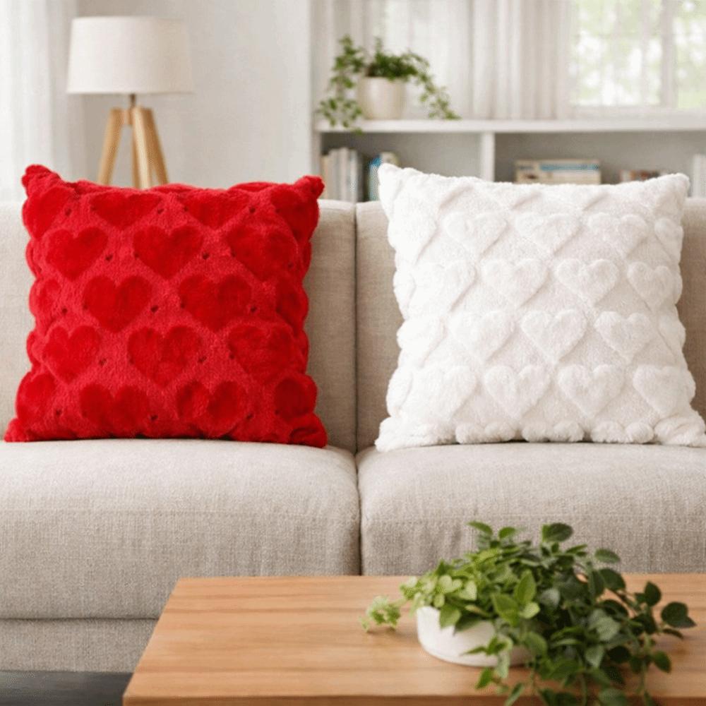 45*45 CM Heart Plush Pillow Cover Romantic Throw Pillow Cover Sweet Cushion Cover  Bedroom Decor