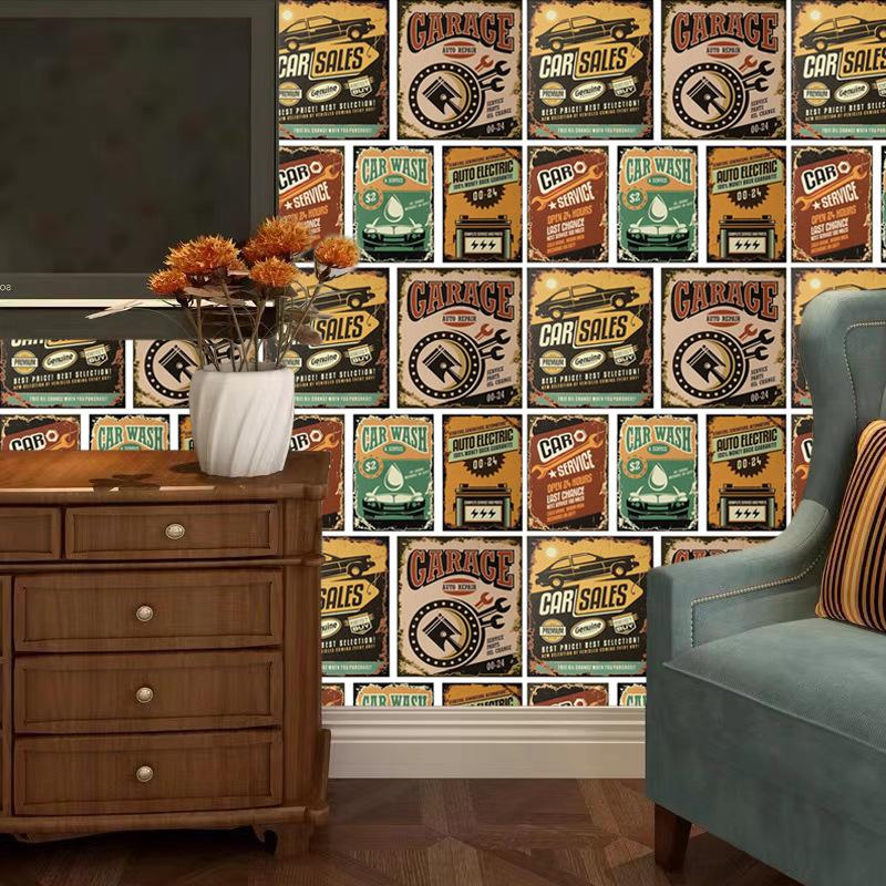 Retro Cartoon Self-Adhesive Waterproof Wallpaper Bedroom Living Room Wall Decor Desk & Furniture DIY Removable Stickers