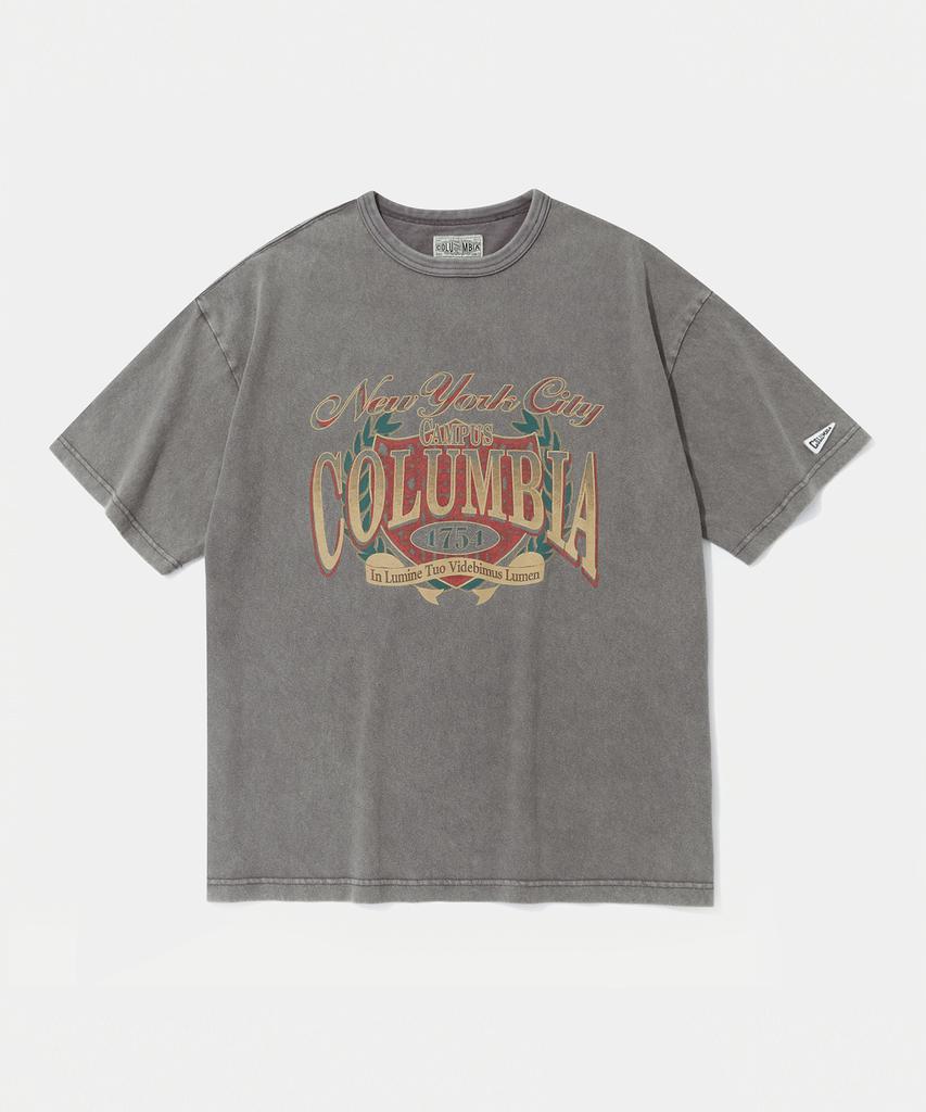 COLUMBIA UNIVERSITY Cu Campus Mineral Washed S/S T-Shirts Gray