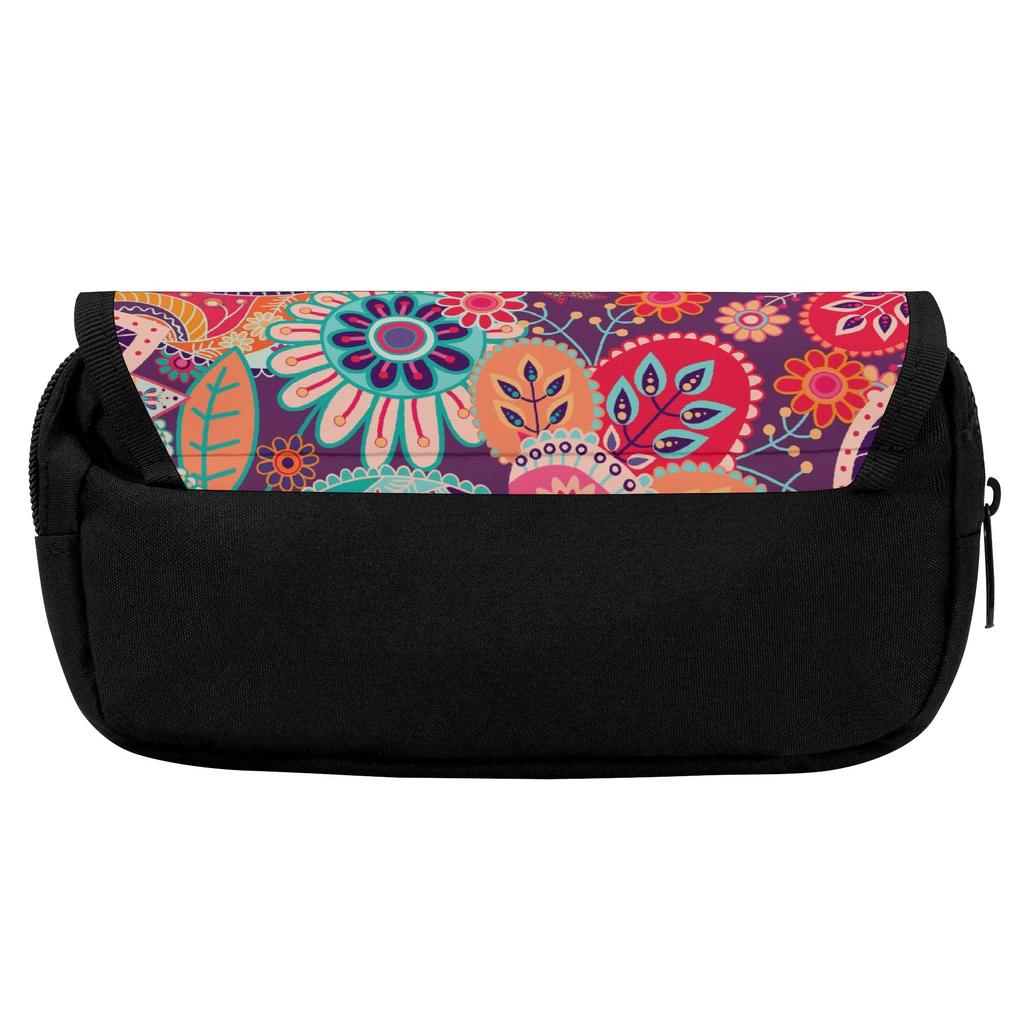 Pen Case Roomy Storage Metal Zipper 300D Polyester with Double Compartments for Pens Ruler Scissors Accessories for Office School