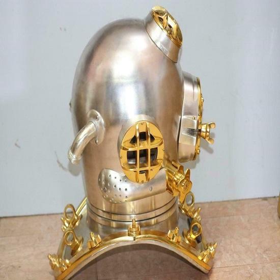 US Navy Boston Copper Brass Diving Helmet Divers Mark V Heavy Pure Copper Brass