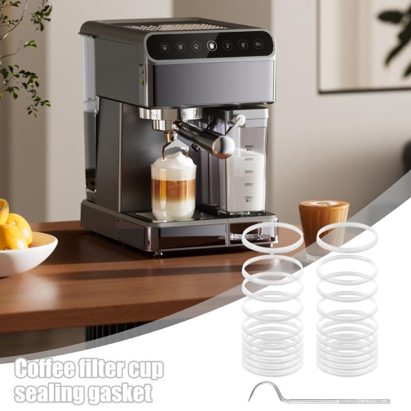 20Pieces Multifunctional Coffee Machine Filter Cup Sealing Gasket Heat Resistant Silicone Texture with Convenient Hook