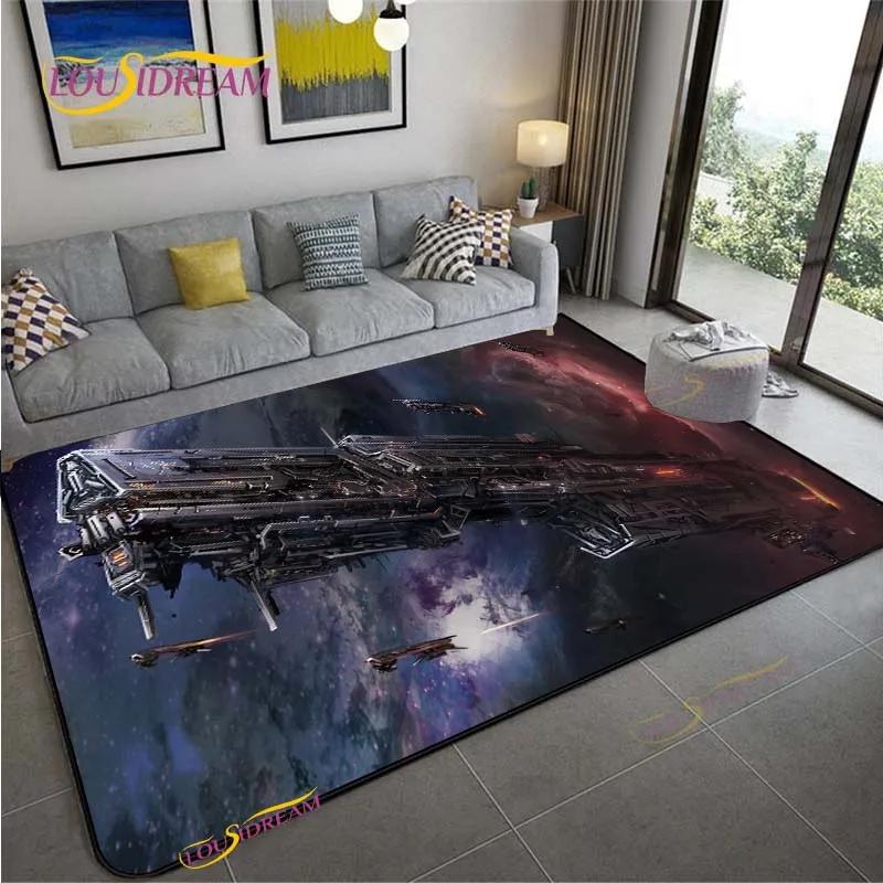 3D Space Ship Station Carpet for Living Room Bedroom Table Cinema Rug Kitchen Door Kids Un-slip Floor Mat Alfombra Birthday Gift