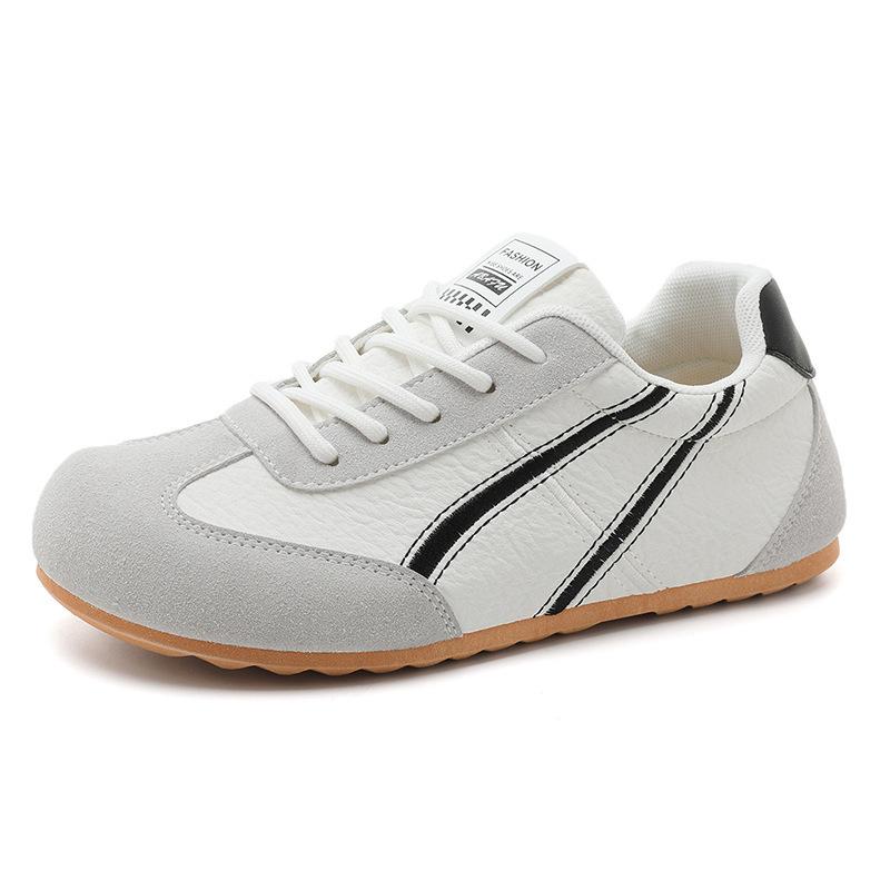 Women's Casual Single Shoes Retro Color Matching Lace-up Casual Sports Shoes Casual Shoes Flat-bottomed German Training Running Shoes
