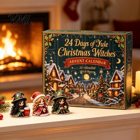 Collectible Fantasy Witch Figurines Christmas Witches Advent Calendar 2026, 24 Days Yule Countdown Box, 2D Holiday Gift for Women Acrylic Figurine
