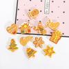 10Pcs Christmas Theme Flatback Mixed Shaped Biscuit,Mini Fake Cookies for X'Mas Hoildays DIY Home Party Cake Decoration