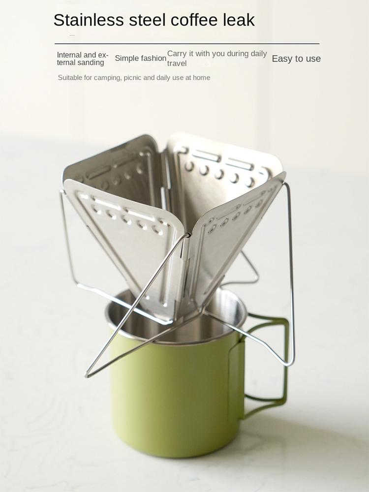 304 stainless steel coffee drip rack outdoor camping portable filter cup foldable filter mini handwash accessories