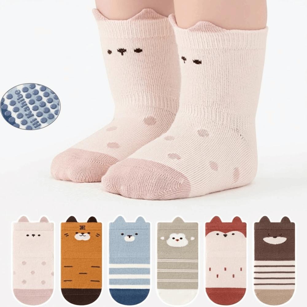 Warm Non-Slip Dots Socks Cute Cartoon Thick Newborn Socks Midtube Cotton Sports Sock Boys Girls
