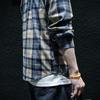 Men's Long-sleeved Casual Plaid Shirt Students Handsome Loose Jacket Teenage Fall Plus Size Tops