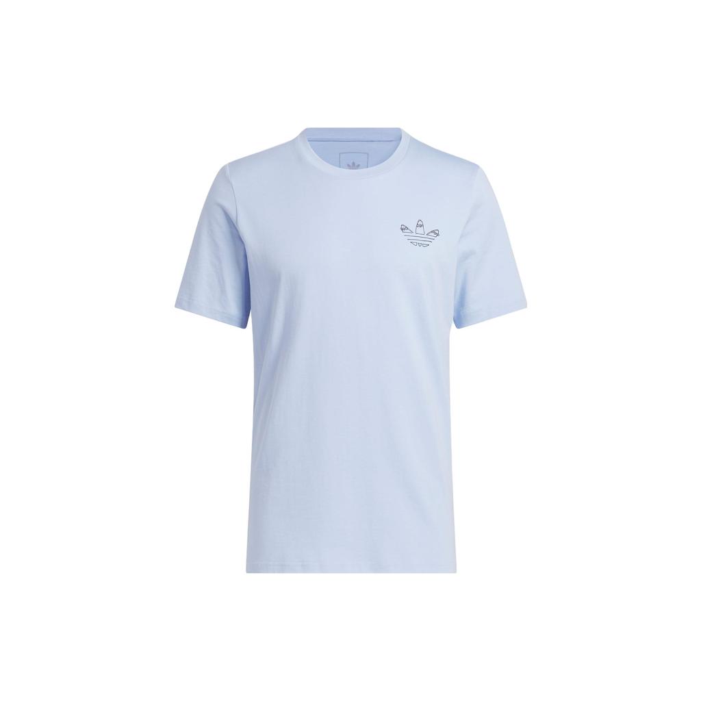 Adidas Originals Trefoil Henry Jones New York City Hand-Drawn Print Sports Short Sleeve Tee Men Tops Light-Blue HS3014
