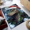 Christmas Dragon Rug  Festive Holiday Carpets Green Dragon with Holly Berries Design Winter Seasonal Decor Skid resistant carpet