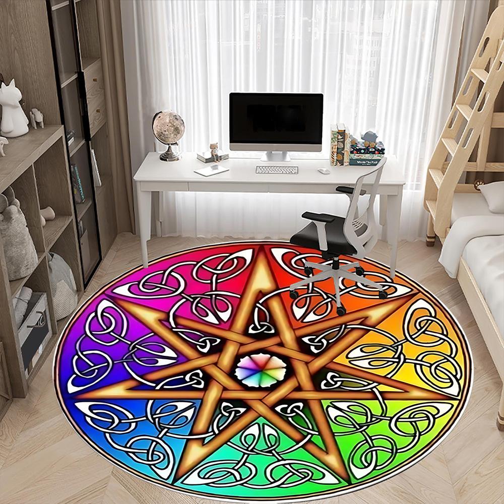 1pc Pentagram, Mandala Chair Carpet for Office - Durable, Ideal for Chair Mats, Stylish & Functional Decorative Rug yy260203068