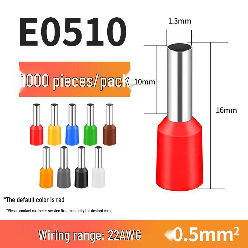 VE Tube-Type Pre-Insulated Terminal E 0308 Cold-Pressed Pin Terminal
