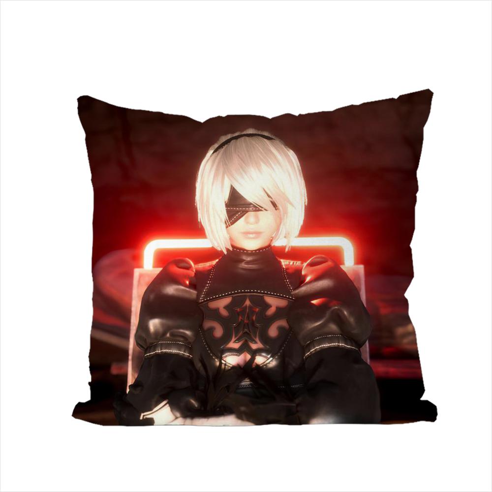 NieR Automata Pillow Case For Car Sofa Decorative Home Doublesided Print Plush Square Throw Pillow Cushion Cover