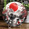 Metal Wall Art Koi Fish with Christmas Wreath Poster for Living Room