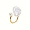 Bohemian Chic Adjustable Imitation Pearl Ring Minimalist Open Heart Design for Casual Attire Dates Versatile All-Season Jewelry