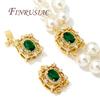 18K Gold Plated Inlaid Green Crystal Clasps For Jewelry Fasteners For Bracelets,Safety Clasps Accessories DIY Necklace Findings