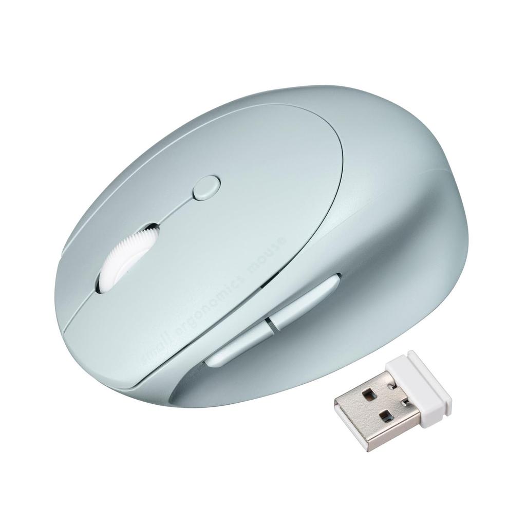 SANWA SUPPLY Silent Wireless Combo Compact Ergonomic Mouse (Rechargeable, 5 Buttons, Blue) MA-EWBBS522BL