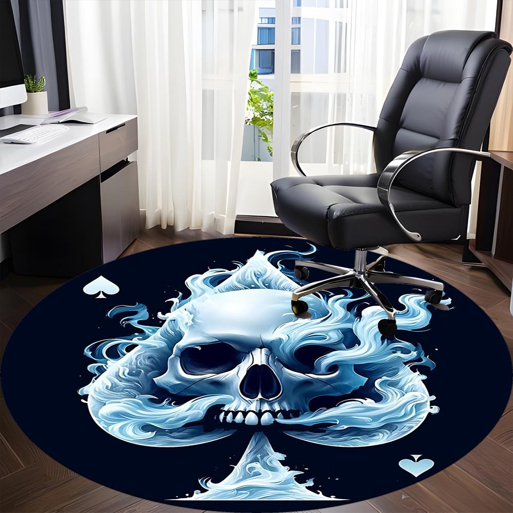 1pc Skull Ace Office Round Area Rug, Under Office Chairs Bedroom Living Room Home Decor, Room Deco, Available in Various Sizes