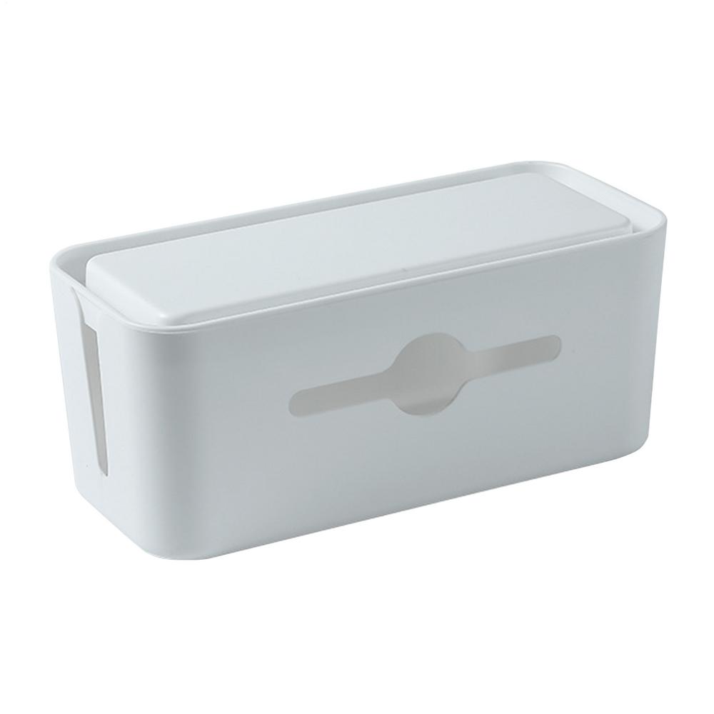 Cord Storage Organizer Data Cable Organization Box Non-slip Bottom Electronic Cable Storage Organizer Dustproof Lid For Desk