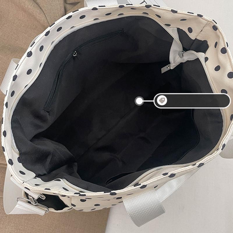Korean Nylon Polka Dot Shoulder Bag Large Capacity Casual Fashion Travel Tote Bag Simple Crossbody Bags Lightweight Boston Bag