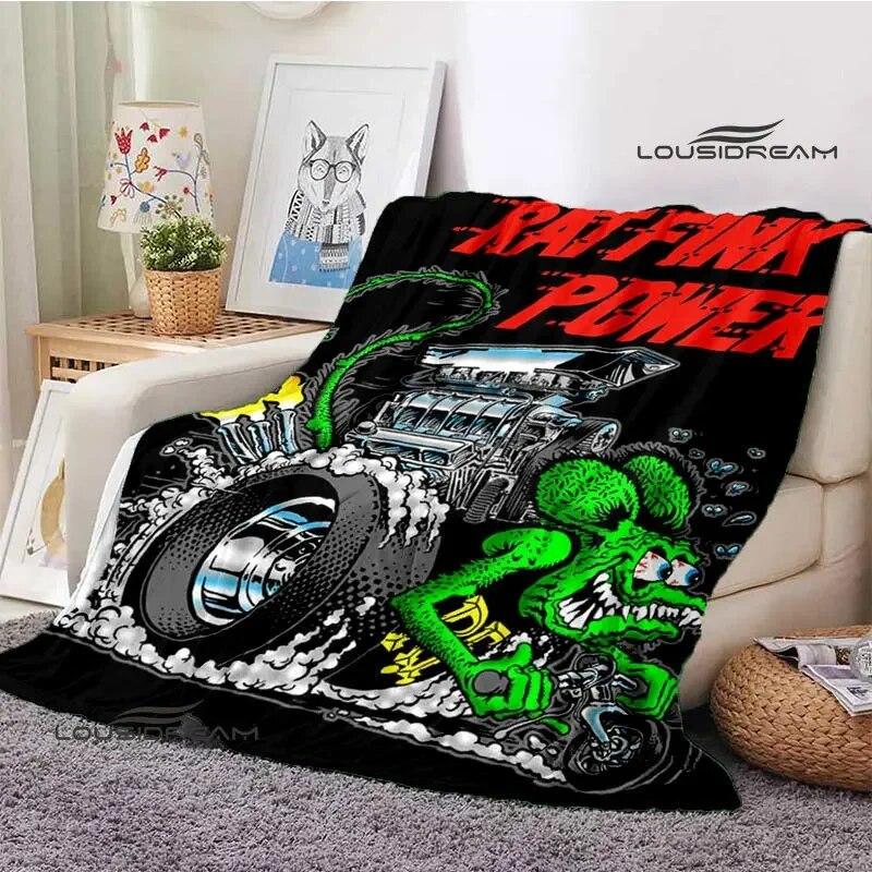 Tales of the Rat Fink Anime Blanket Picnic Blanket Flannel Soft and Comfortable Home Travel Blanket Bed Blanket Birthday Gift